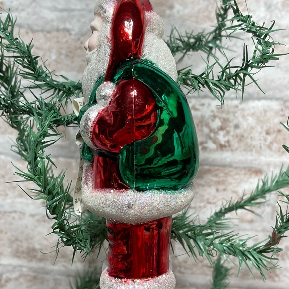 Santa Glitter Ornament with THE LIST Glitter Blown Glass Ornament Vibrant Fun. - Picture 7 of 8